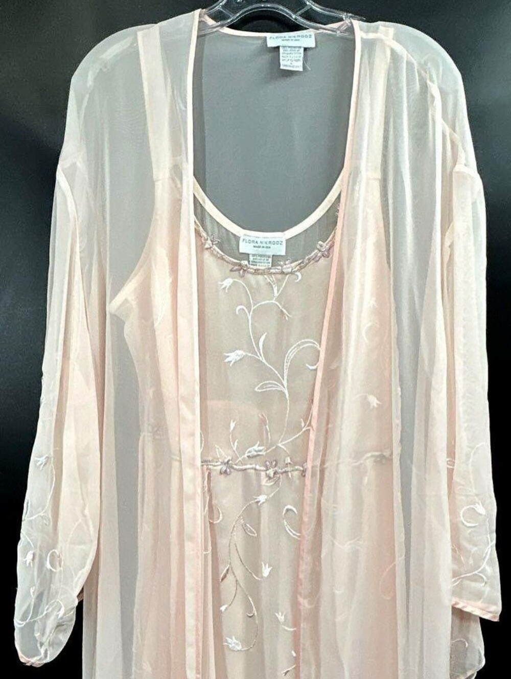 Beautiful Vintage Flora Nikrooz Soft Pink Embroidered Sheer Lingerie Set